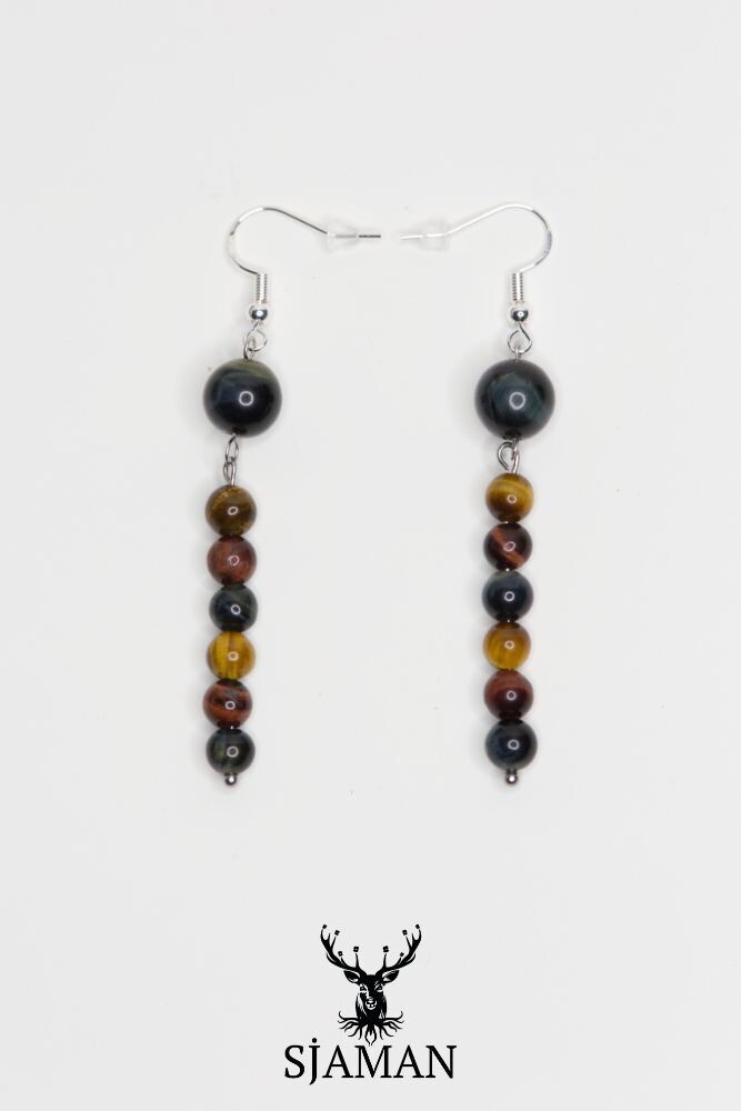 Boucles d'oreilles Mix (Oeil de Tigre, Faucon et Taureau)