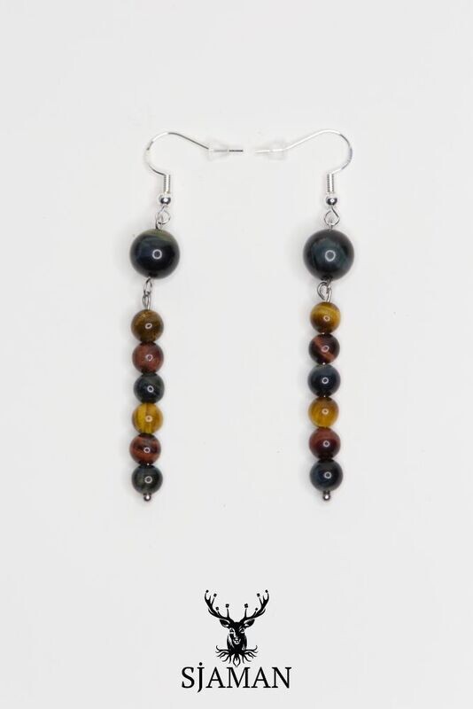 Boucles d'oreilles Mix (Oeil de Tigre, Faucon et Taureau)