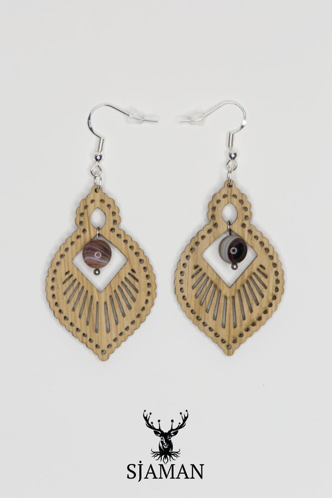 Boucles d'oreilles Goutte Agate Botswana