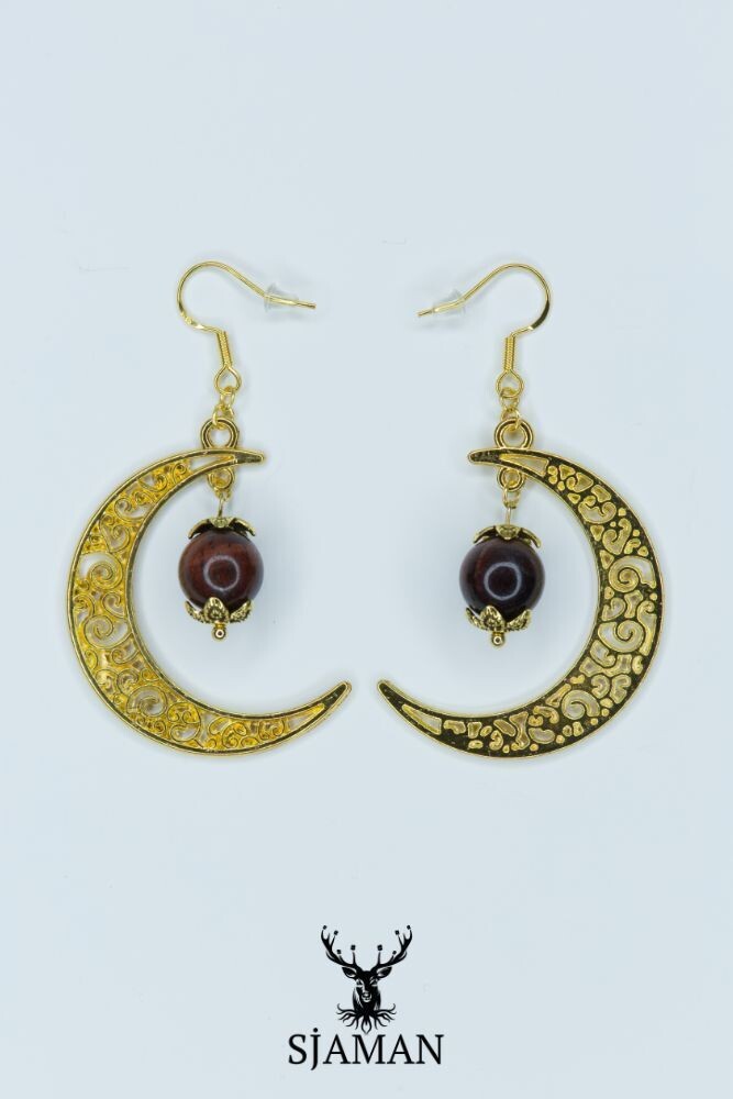 Boucles d'oreilles Lune dorée - Oeil de Taureau