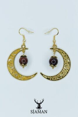 Boucles d'oreilles Lune dorée - Oeil de Taureau