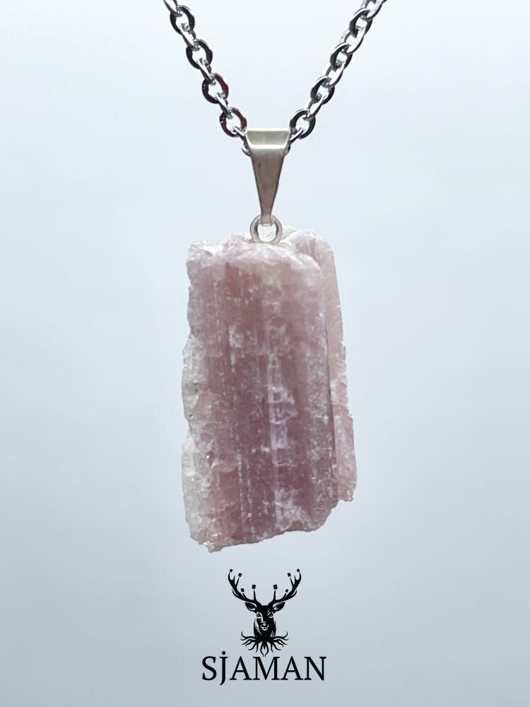 Pendentif pierre brute Tourmaline Rose