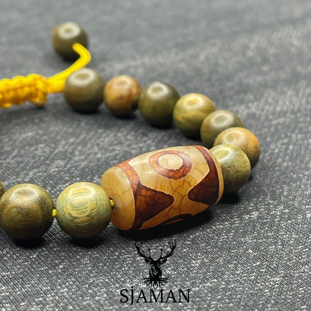 Bracelet Bois de santal 10 mm et pierre naturelle