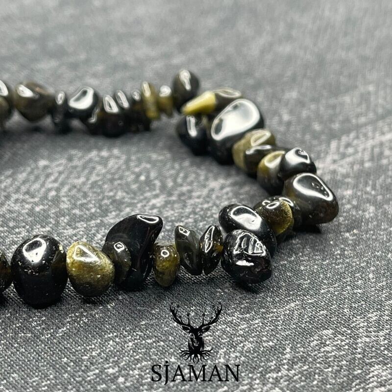 Bracelet Baroque en Obsidienne Dorée