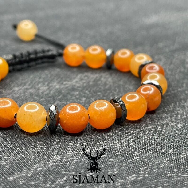 Bracelet "Rééquilibrage émotionnel" Aventurine Orange 8 mm et Hématite