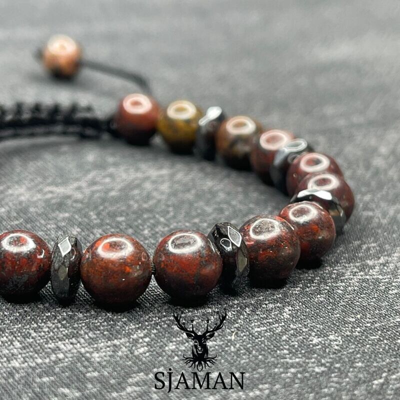 Bracelet "Protecteur Suprême" Jaspe Arc-en-Ciel 8 mm et Hématite