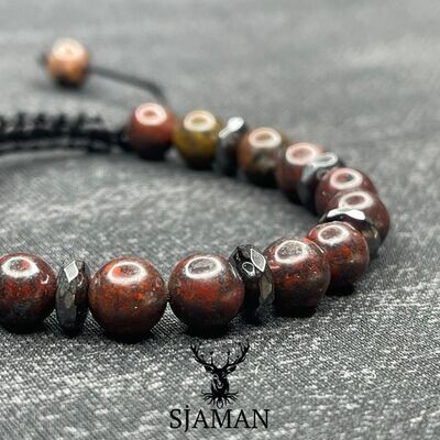 Bracelet "Protecteur Suprême" Jaspe Arc-en-Ciel 8 mm et Hématite