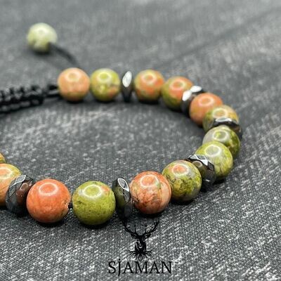 Bracelet Unakite 8 mm et Hématite