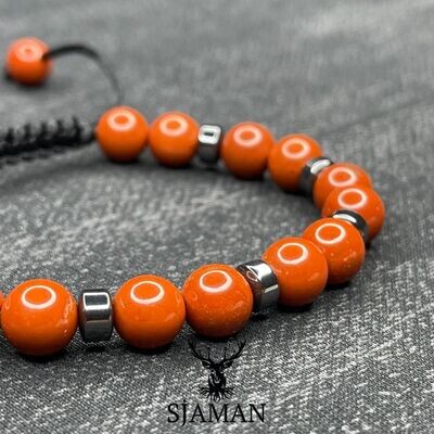 Bracelet Jaspe Rouge 8 mm et Hématite