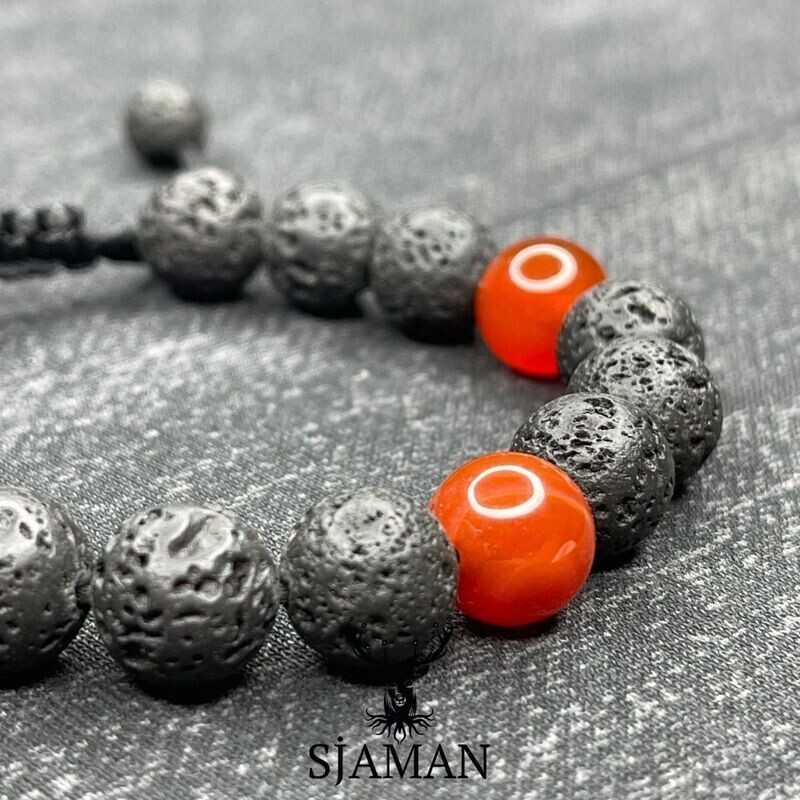 Bracelet "Ancrage" Cornaline et Pierre de lave