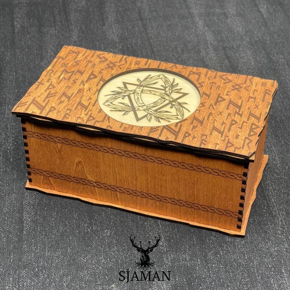Boîte rectangulaire Triquetra et Runes