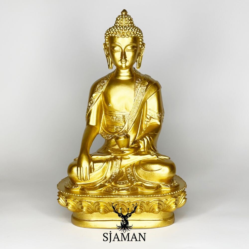 Statue Résine Bouddha doré 28 cm