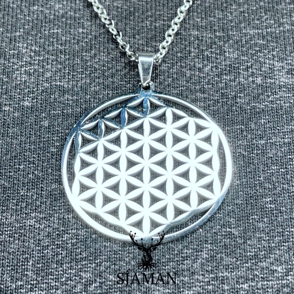Pendentif Fleur de vie argenté