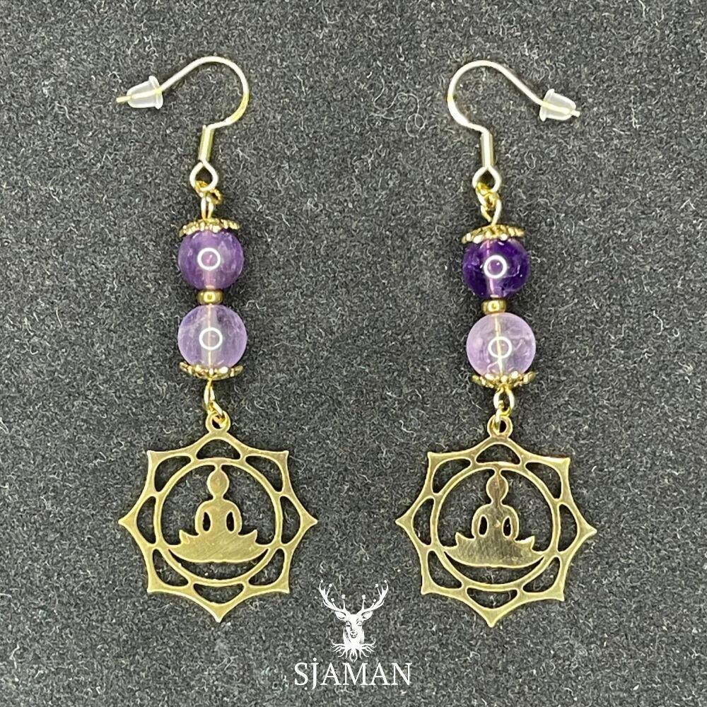 Boucles d'oreilles Améthyste et Bouddha
