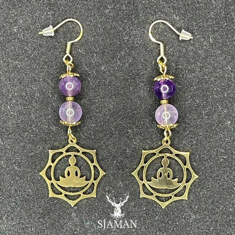 Boucles d'oreilles Améthyste et Bouddha