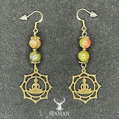 Boucles d'oreilles Unakite et Bouddha