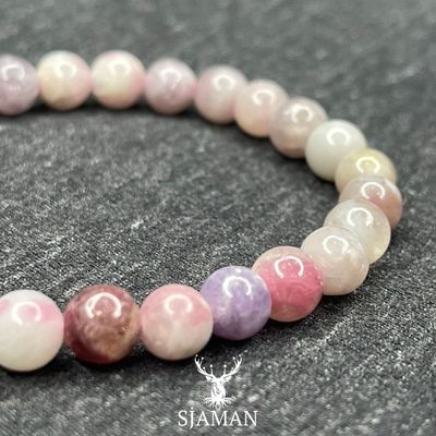 Bracelet en Tourmaline Rose sur Eudialyte 6 mm