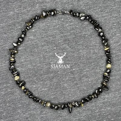 Collier baroque en Obsidienne dorée
