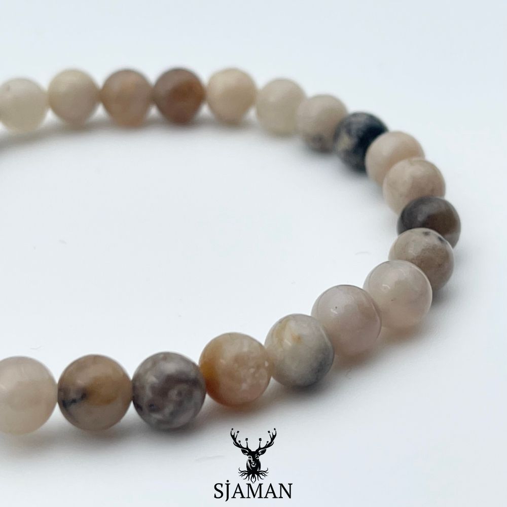 Bracelet Agate Plume 6 mm