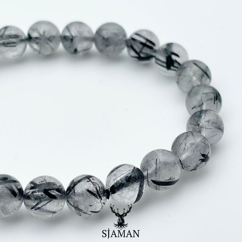 Bracelet Cristal de Roche Tourmaline 8 mm AA