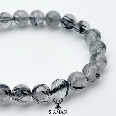Bracelet Cristal de Roche Tourmaline 8 mm AA