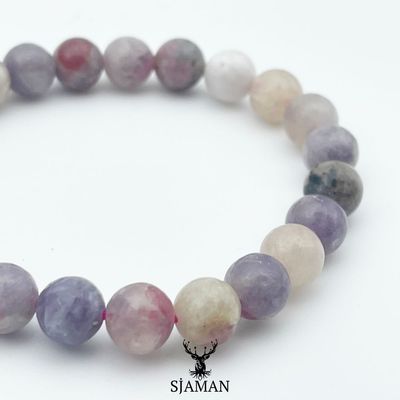 Tourmaline Rose sur Eudialyte  8mm