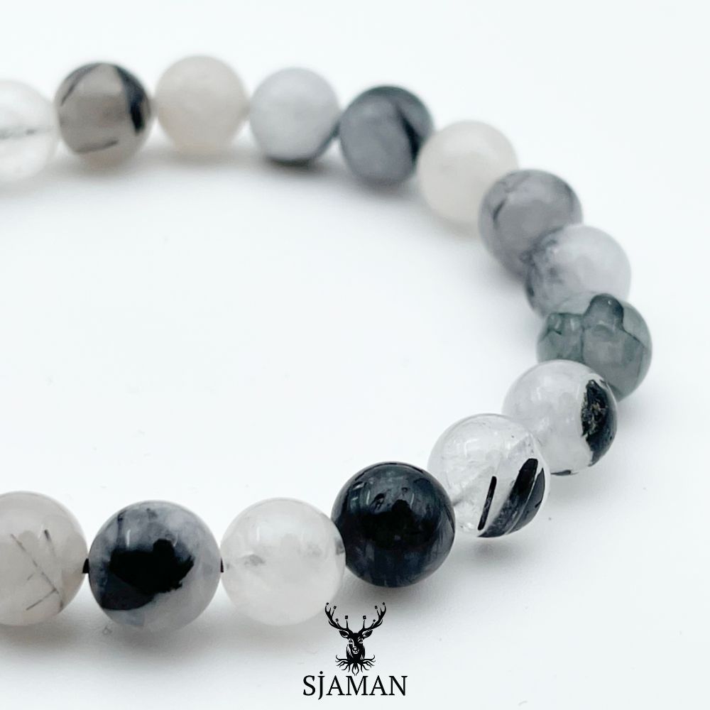 Bracelet Cristal de Roche Tourmaline 8 mm