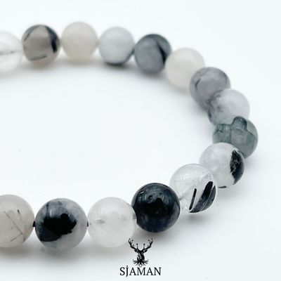 Bracelet Cristal de Roche Tourmaline 8 mm