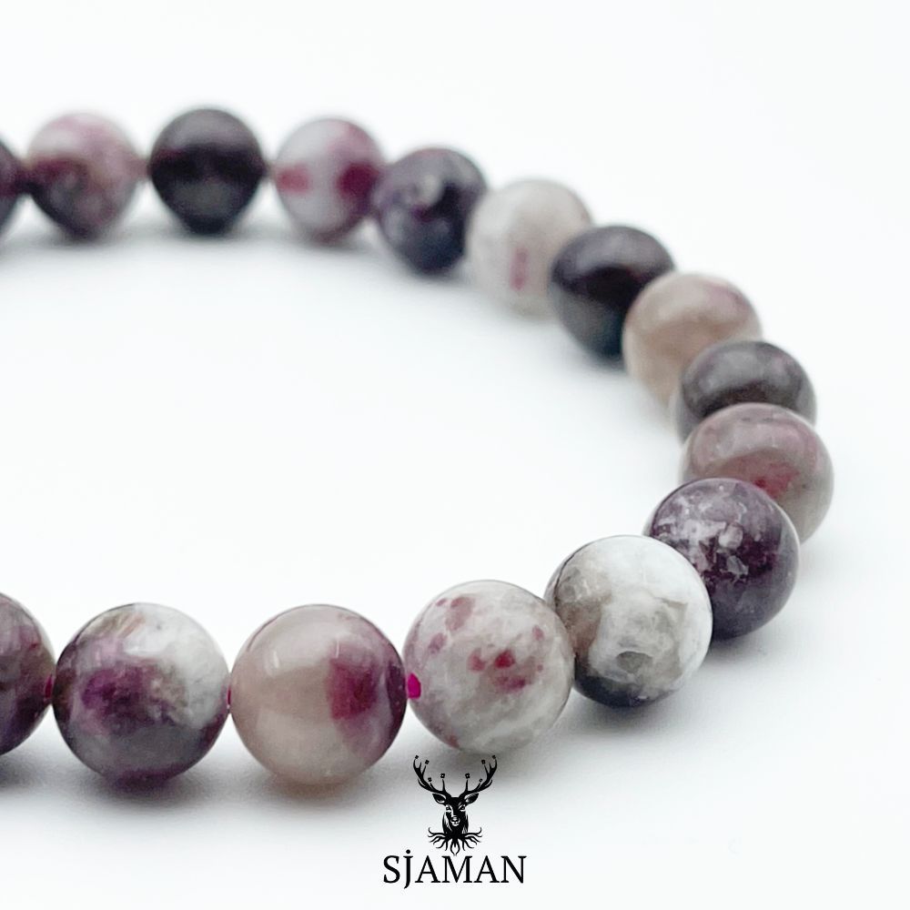 Bracelet Tourmaline Rose sur Rubellite 8mm