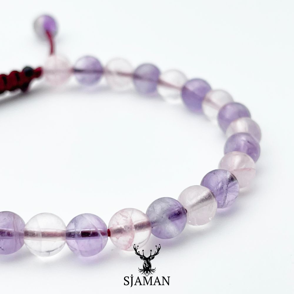 Bracelet Améthyste et Quartz Rose 6mm