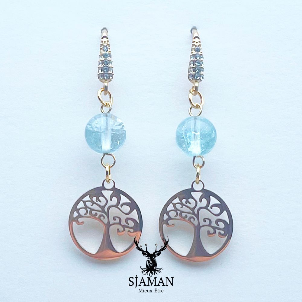 Boucles d'oreilles Topaze Arbre de vie Boucles d'oreilles Topaze Arbre de vie