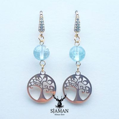Boucles d'oreilles Topaze Arbre de vie Boucles d'oreilles Topaze Arbre de vie