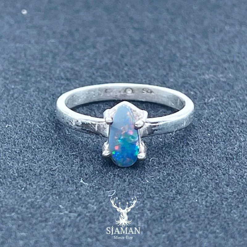 Bague Opale d'Australie Arg. 925 T54
