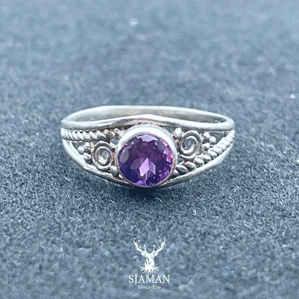 Bague Améthyste Arg. 925 T48 Bague Améthyste Arg. 925 T48