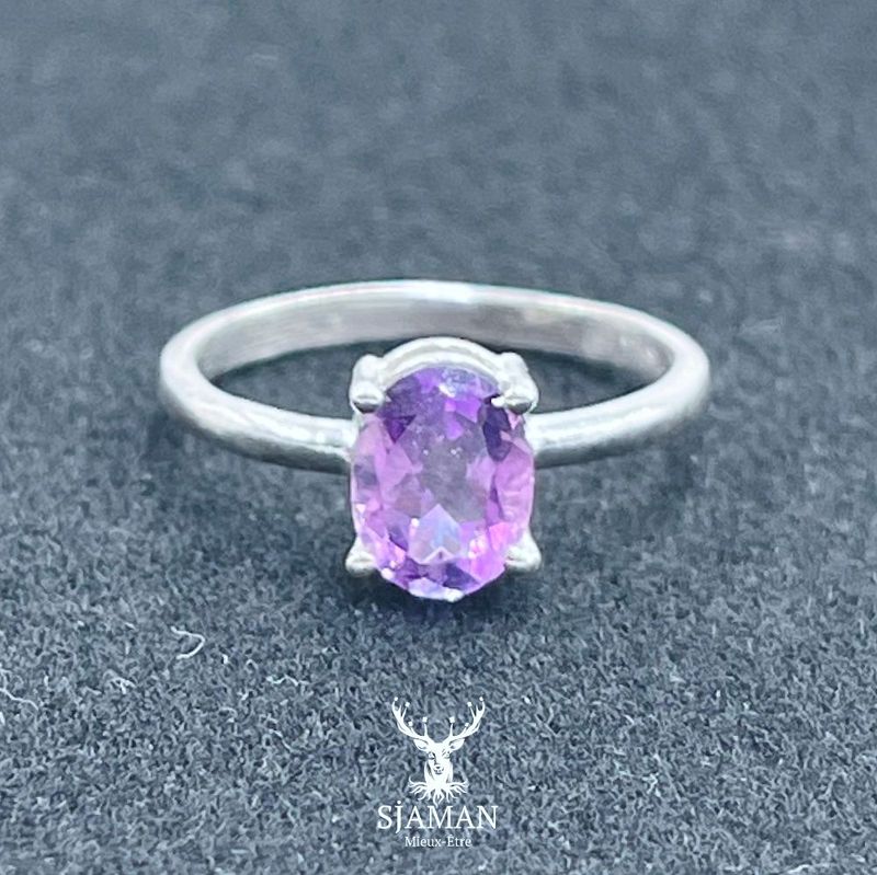 Bague Améthyste Arg. 925 T56