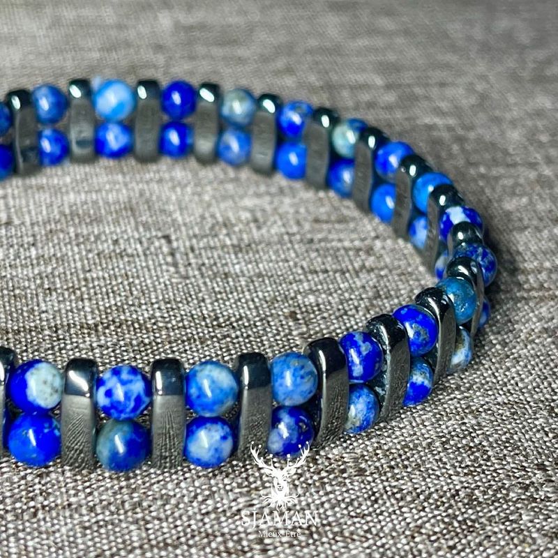 Bracelet double en Lapis Lazuli Hématite