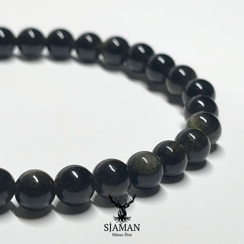 Bracelet Obsidienne dorée
