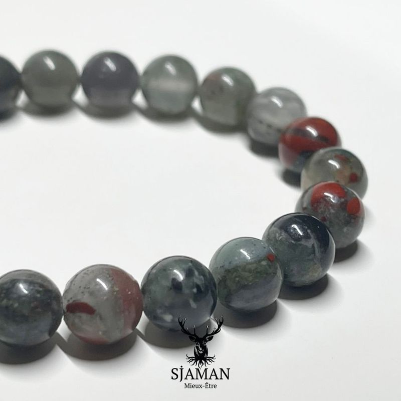 Bracelet Jaspe Héliotrope 8mm