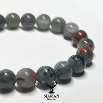 Bracelet Jaspe Héliotrope 8mm Bracelet Jaspe Héliotrope 8mm