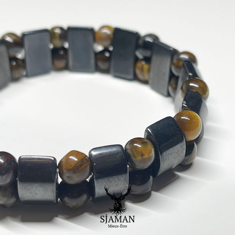 Bracelet Œil de Tigre et Hématite