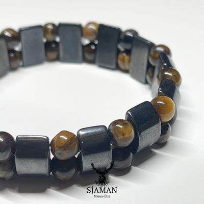 Bracelet Œil de Tigre et Hématite