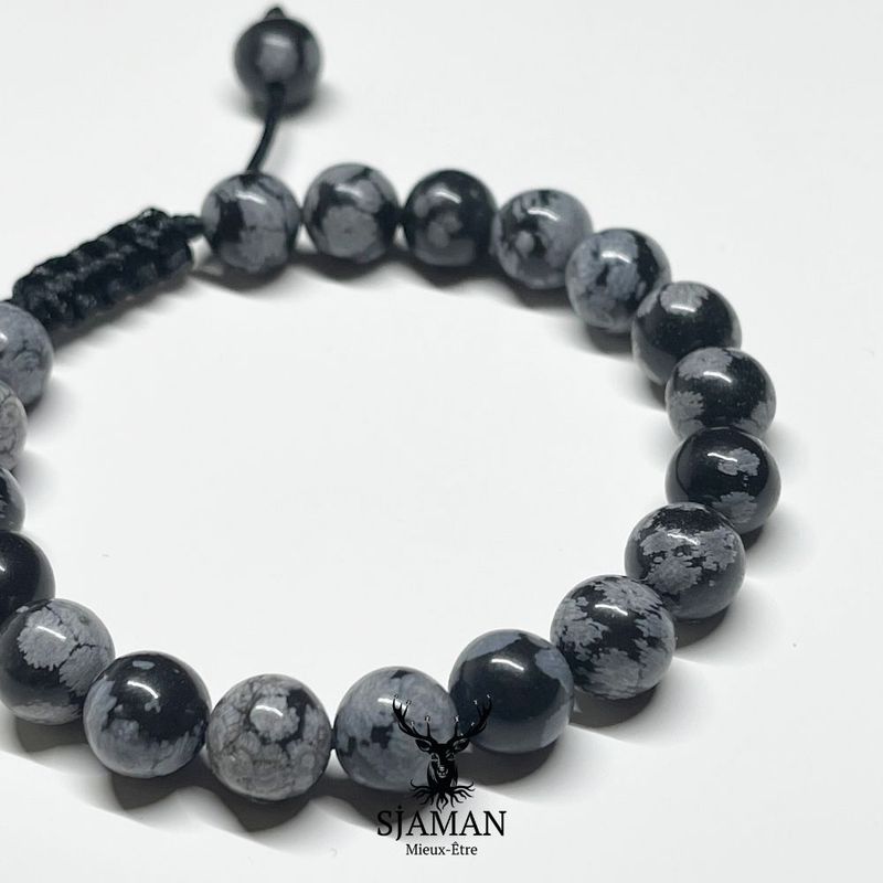 Bracelet Obsidienne Flocon de Neige 8mm