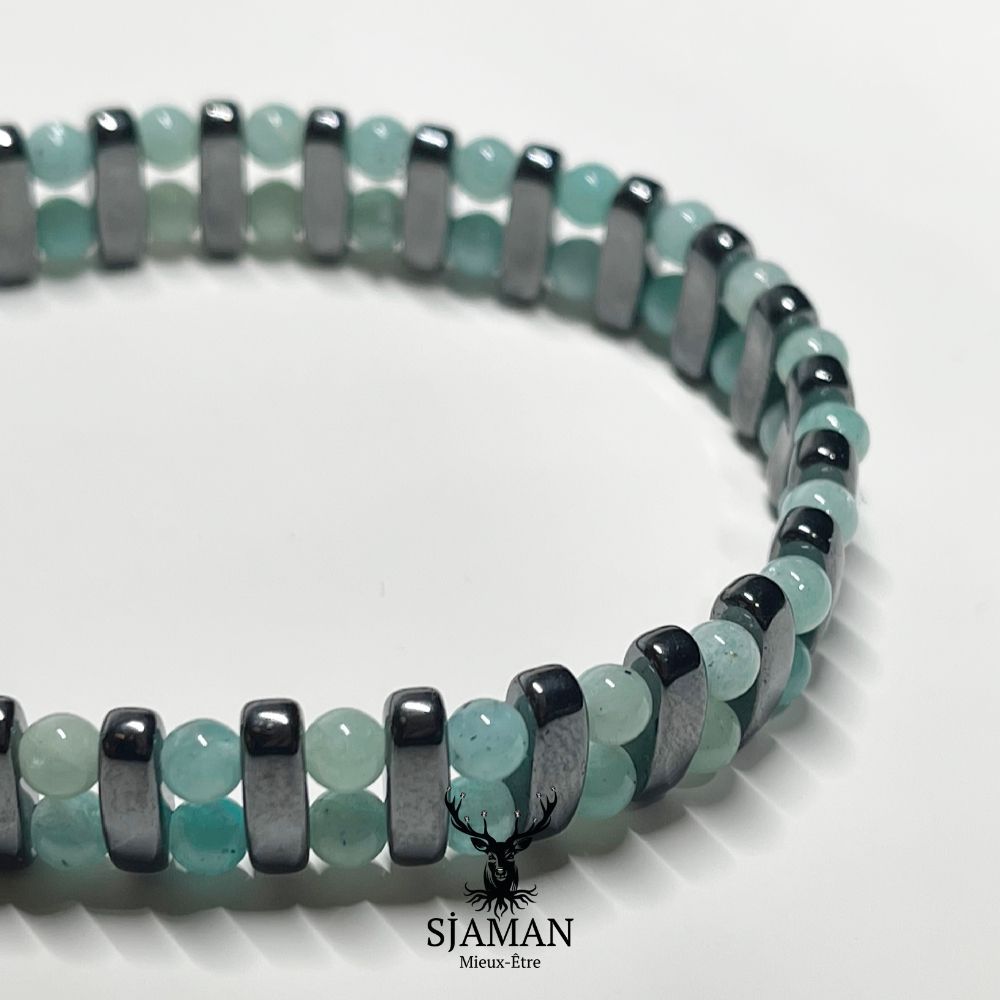 Bracelet "Apaisement" en Amazonite et Hématite