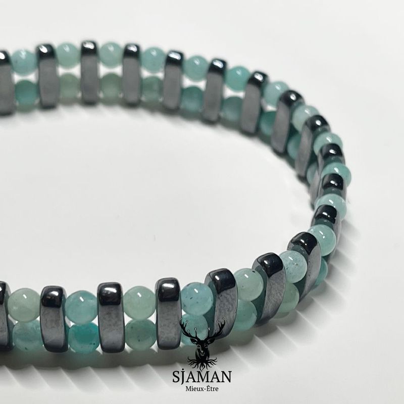 Bracelet "Apaisement" en Amazonite et Hématite