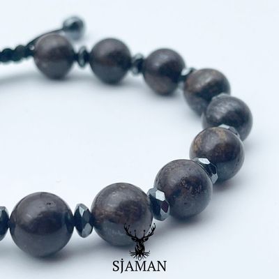 Bracelet Bronzite et Hématite Bracelet Bronzite et Hématite