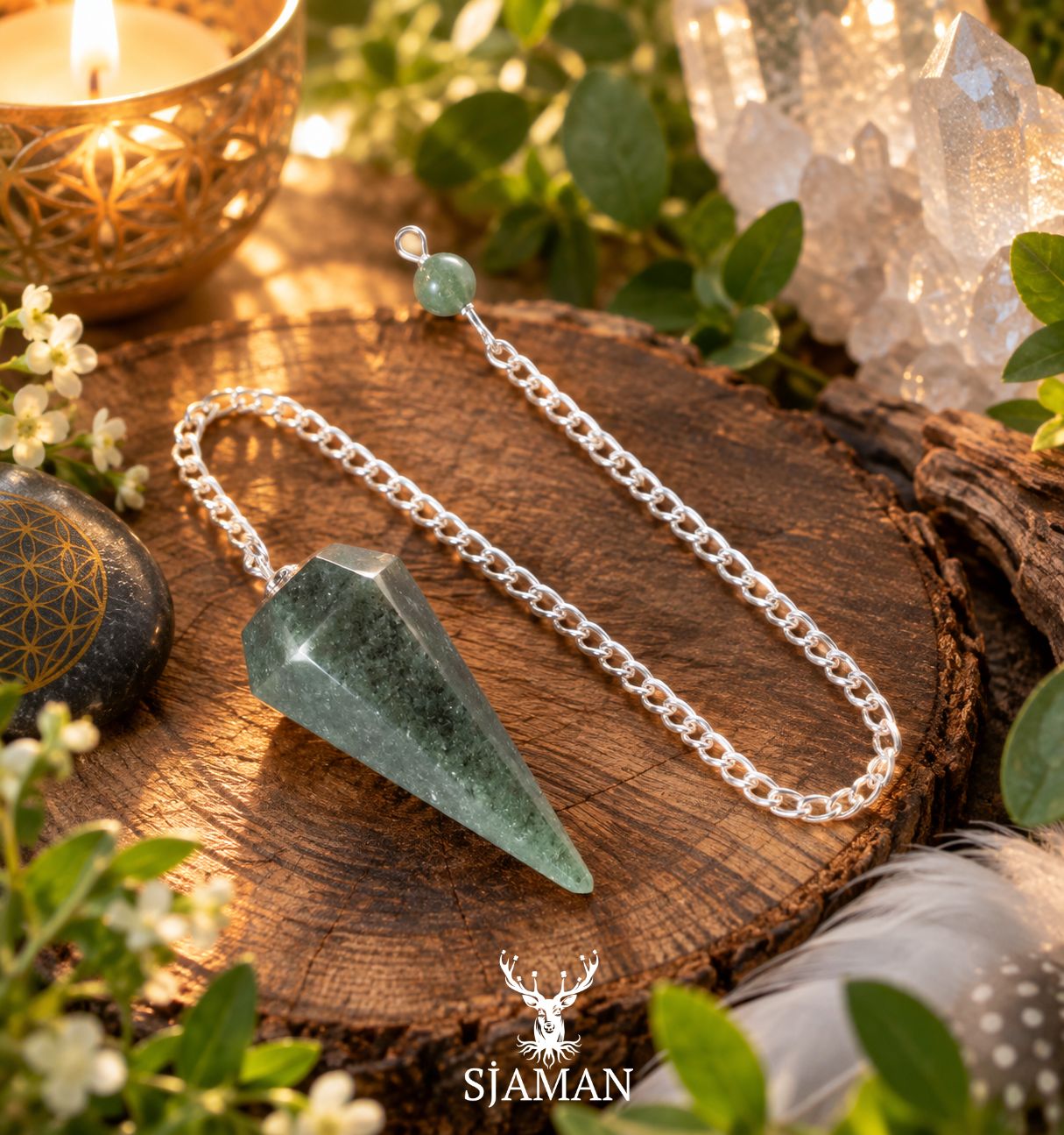 Pendule conique en Aventurine Verte 6 faces Pendule conique en Aventurine Verte 6 faces