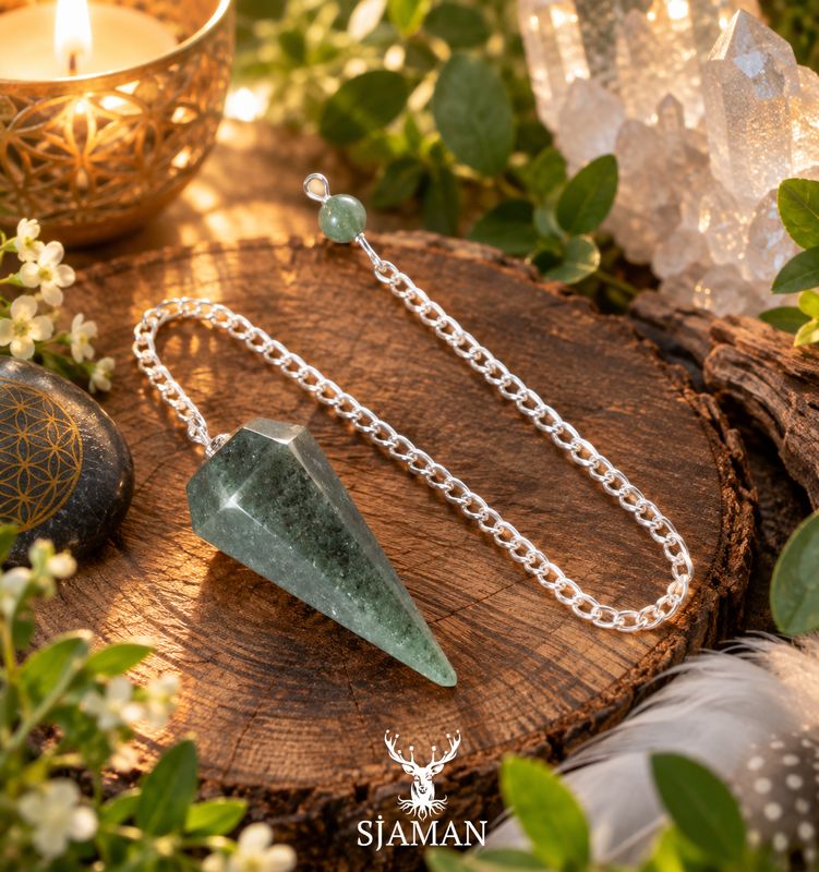 Pendule conique en Aventurine Verte 6 faces