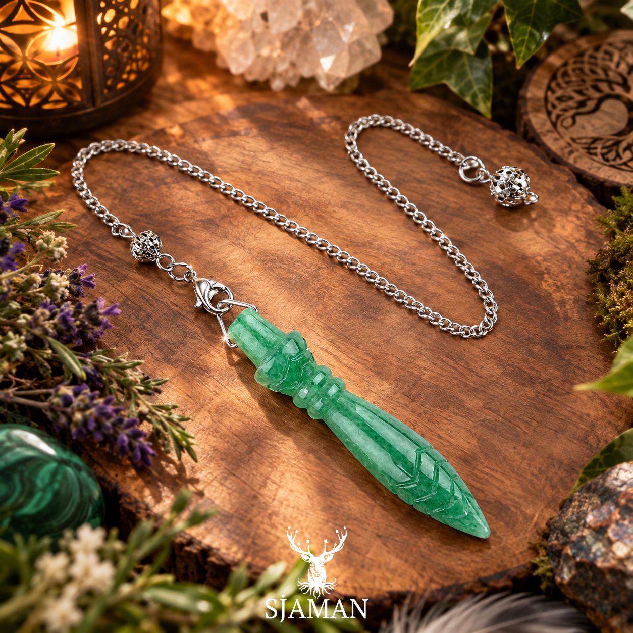 Pendule de Thot Aventurine Verte Pendule de Thot Aventurine Verte