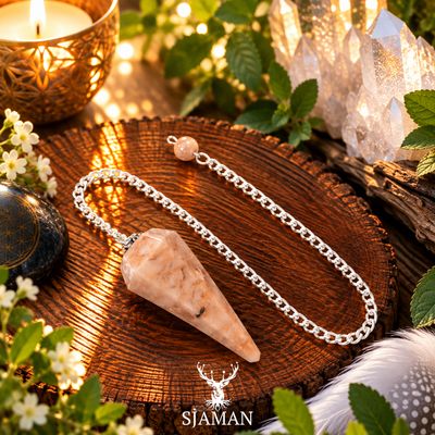 Pendule Pierre de Lune orangée coniques 6 faces Pendule Pierre de Lune orangée coniques 6 faces