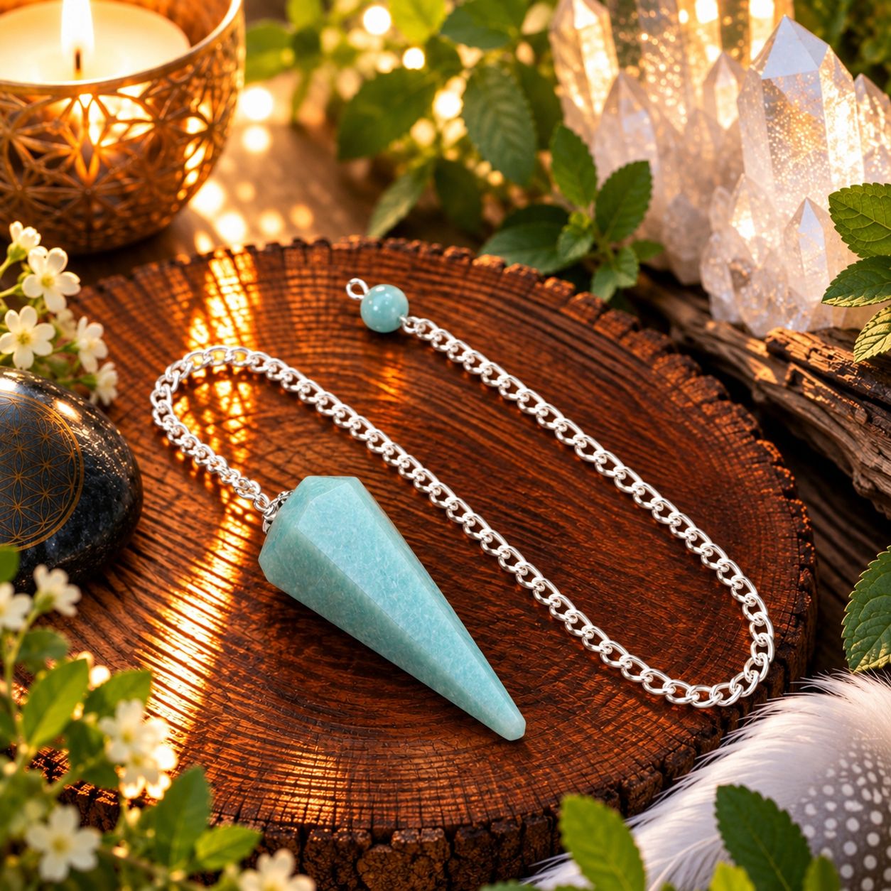 Pendule conique Amazonite 6 faces Pendule conique Amazonite 6 faces
